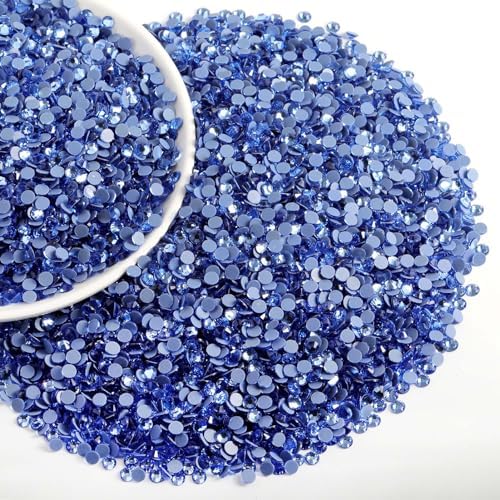 Beadsland Hotfix Rhinestones Bulk, 14400PCS Crystal Hot Fix Rhinestones for Crafts Clothes DIY Decoration, Light Sapphire, SS10, 2.7-2.9mm