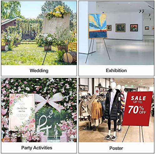 Easel Stand for Wedding Sign & Poster 63'' Easels for Display Portable Art Easel for Floor Adjustable Metal Easel Black