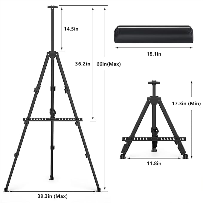 Easel Stand for Sign, Hemndic 66" Easels Stand for Painting Heavy Duty, Portable Travel Easel for Display (2 Pack)