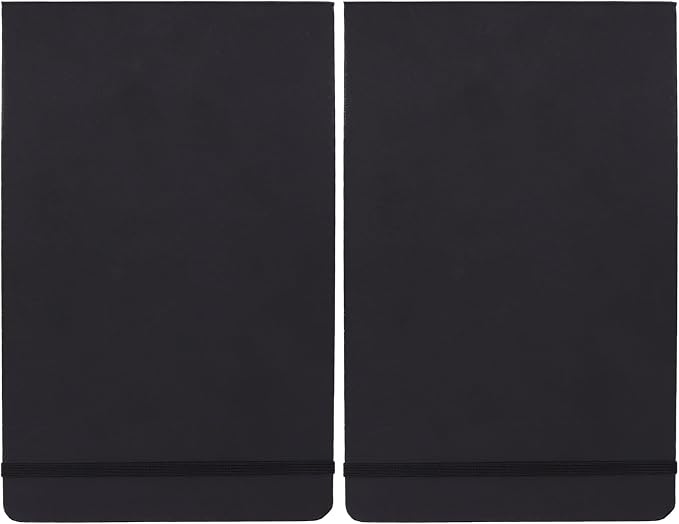 Amazon Basics Art Sketch Book for Drawing and Painting, Thick Paper, 5.25" x 8.25", 72 Sheets, Black (Pack of 2)