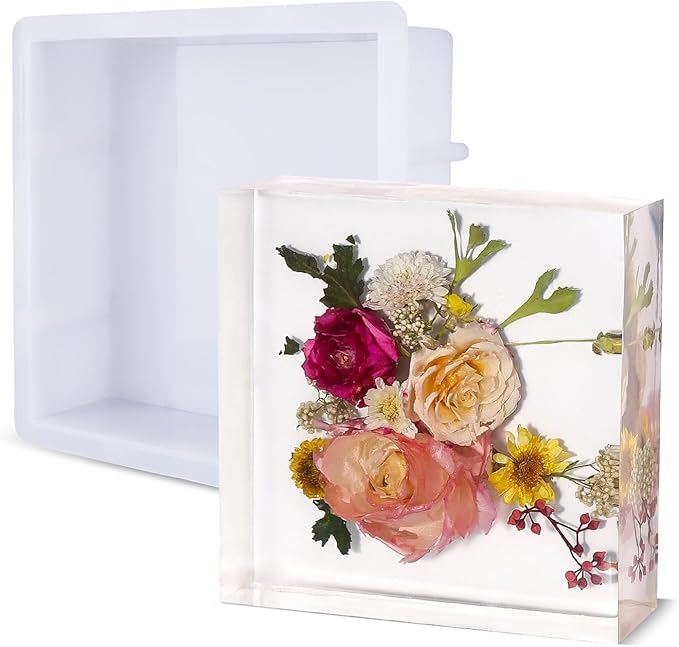 LET'S RESIN Large Silicone Square Molds for Resin, Glossy Deep Square Molds | 6.1''x 2'' Epoxy Resin Molds for Flowers Preservation, Resin Casting Molds for Wedding Bouquet Keepsakes, Home Decor