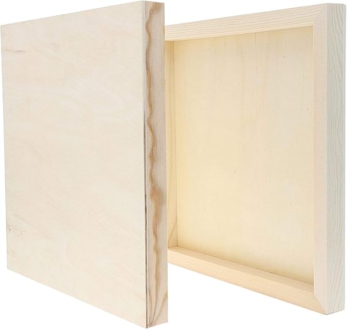 Bright Creations Art Supplies Wood Panels for Painting - 10x10 in, 0.83 in Cradle Depth, Unfinished, Pack of 6 - Cradle Boards for Painting & Craft Boards for Wall Art