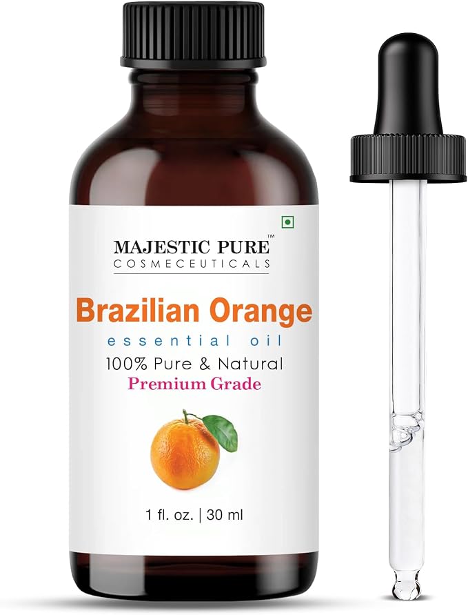 Majestic Pure Brazillian Orange Essential Oil for Diffuser - 1 Fl Oz | 100% Pure and Natural Essentials Oils for home fragrance, diffuser use, massage, DIY candles, DIY soaps, Aromatherapy