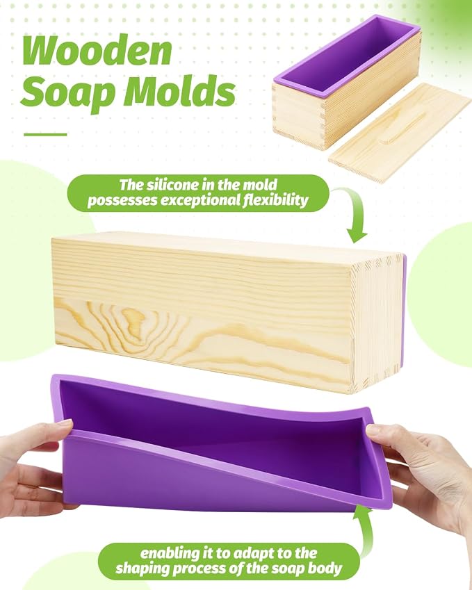 UCEC Wire Soap Cutters for Soap Making Supplies Kit, Loaf Slicer & Molds | Adjustable Soap Cutter with Silicone Loaf Mold, Wooden Box with Lid and 10 Replacement Wires for DIY Crafting