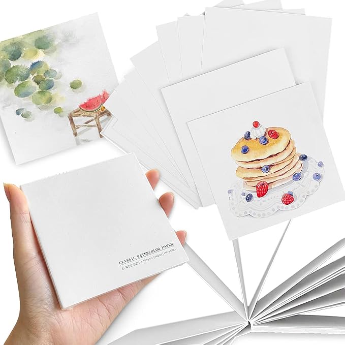 Watercolor Paper Sketchbook,3.9x3.9 Inch 20Sheets Mini Mixed Media Notebook