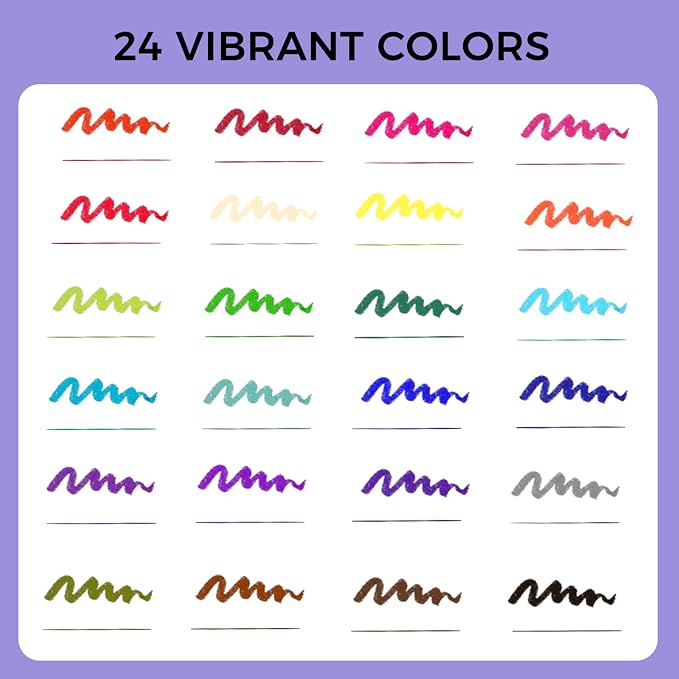 Artecho 24 Colors Dual Tip Markers for Adult Coloring Books | Drawing Pens For School, Fine and Brush Tip, Calligraphy, Drawing, Sketching