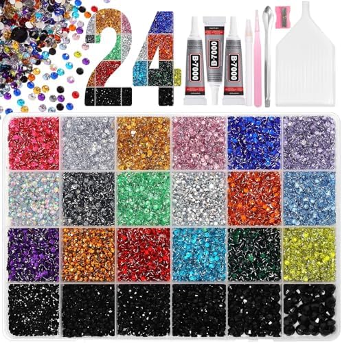 28000 Pcs Color Rhinestones Bedazzling Kit, Black Resin Bedazzling Gems