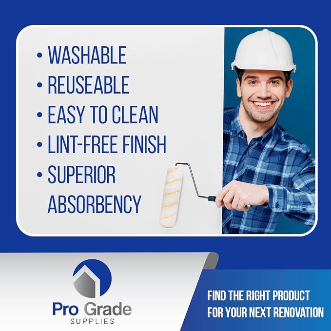 Pro Grade Paint Roller Kit, Paint Brushes, 4" & 9" Roller Covers for Walls | 10-piece set includes 2 frames & tray | Interior & exterior | Ceilings & trim | Smooth to semi-rough surfaces