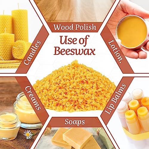 MicCai Yellow Natural Beeswax Pellets 5LB, Organic Beeswax, Beeswax for Candle Making, Body, Skin Care DIY, Lip Balm, Soap and Lotion Making Supplies