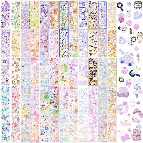HINZIC 60 Sheets Korean Stickers Kpop Deco Stickers for Photocard, Colorful