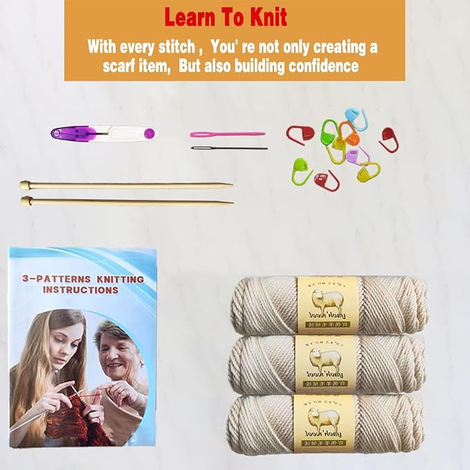 Kaaper Beginner Knitting Kit for Adults, Learn to Knit Crochet Starter Kit