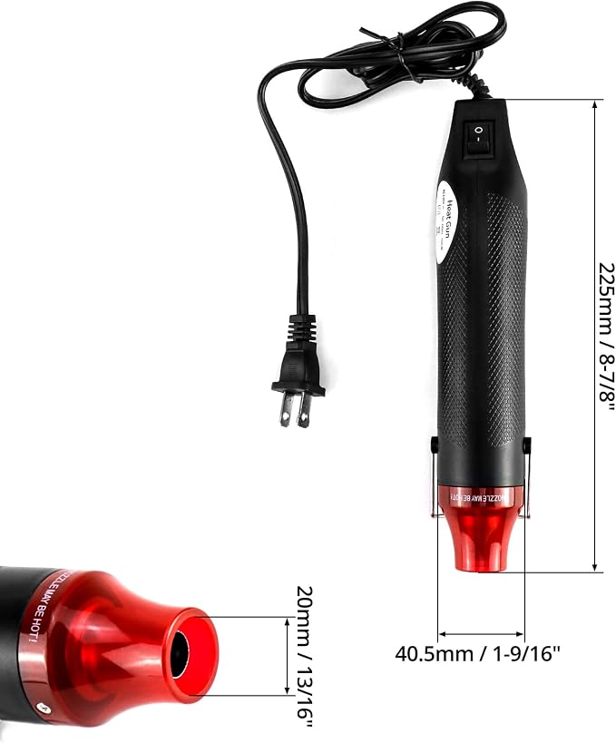 QWORK Mini Heat Gun, 300W Portable Hot Air Tool for Crafts, Epoxy Resin, Shrink Tubing & DIY, with Stand 110V