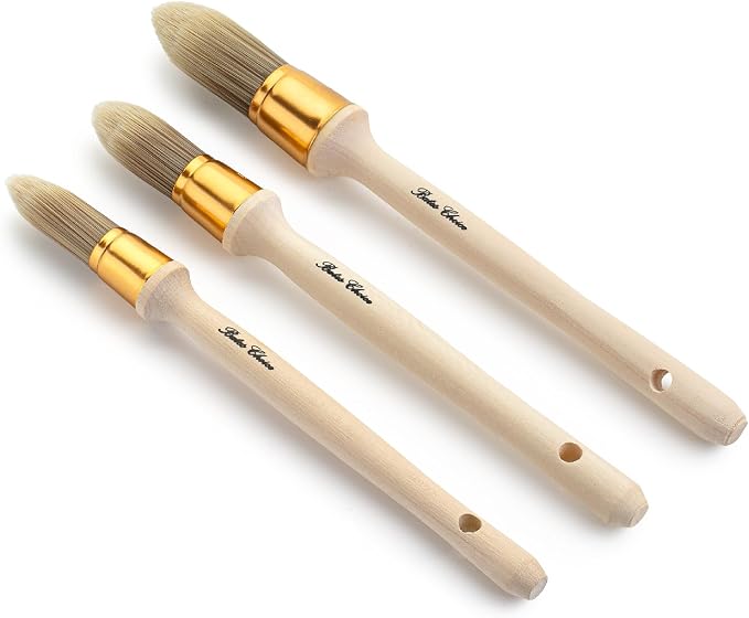 Bates- Trim Brush Set, 0.6”, 0.75” & 1”, Wooden Handle, Round Paint Brush