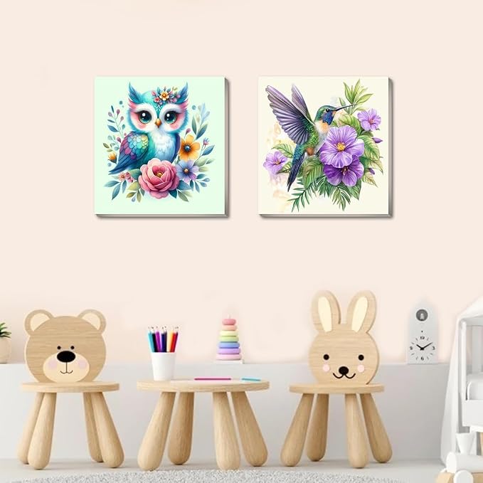 Canrichshop 4 Pack Framed Paint by Numbers Kit for Adults Beginner & Ages Over 12,Animals Paint by Number Kits, DIY Number Painting for Adults Flowers for Decor Present 8X 8 inch