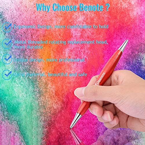 Benote Ergonomic Diamond Art Painting Pen, Metal Diamond Drill Pen Tools 5D Diamond Accessories Painting with Multi Replacement Pen Heads and Wax for DP Cross Stitch - Red