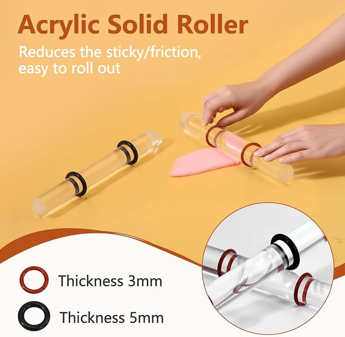 Polymer Clay Cutter Tools, Acrylic Roller Pin, 5 Pieces Flexible Clay Cutters, Ceramic Cutters Slicer Kit Clear Rectangle Sheet Press Board Wire Texture Set Needle Detail Modelling Supplies