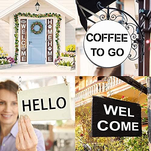 YEAJON 9 Inch Letter Stencils and Numbers, 36 Pcs Alphabet Art Craft Stencils, Reusable Plastic Templates for Wood, Wall, Fabric, Rock, Signage, DIY Art Projects (9 Inch)