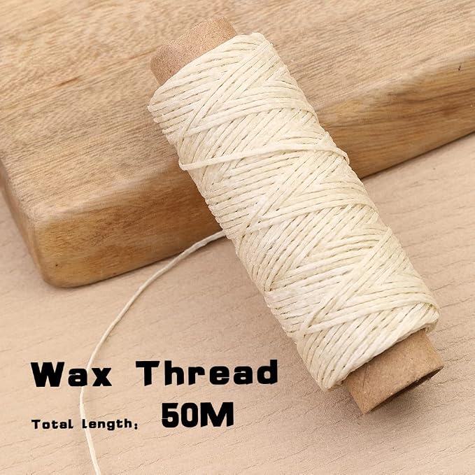 Waxed Thread, Upholstery Needle and Thread 55 Yards 150D Flat