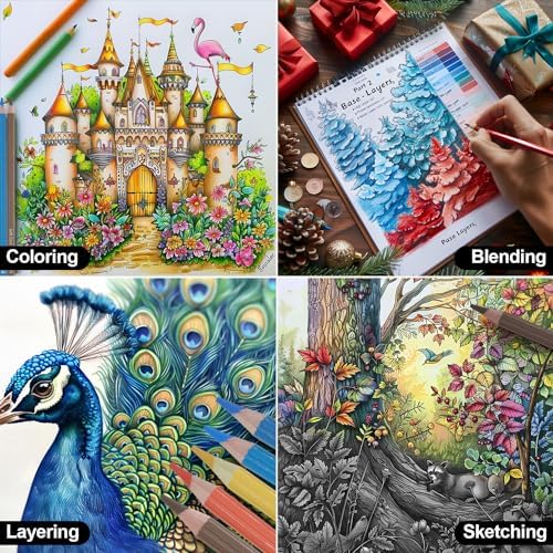 Colored Pencils for Adult Coloring Books, Set of 72, Oil-Based Core Drawing Pencils, 3.8mm Soft Leads with Adult Coloring Pencils, Professional Art Supplies for Adults, Beginner and Kids
