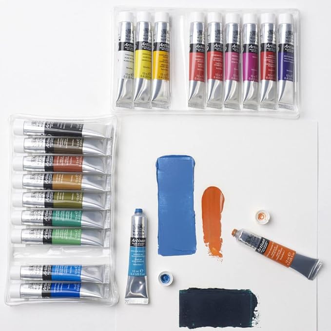 Winsor & Newton Artisan Water Mixable Oil Paint Set, 20 x 10ml Tubes | Clean with water; no solvents needed. Color depth, lightfastness, opacity/transparency are the same as traditional oils.
