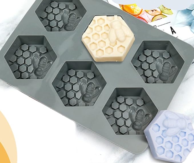 2Pcs 3D Bee Silicone Soap Molds for Homemade Soaps | Chocolate Jelly Cake Making