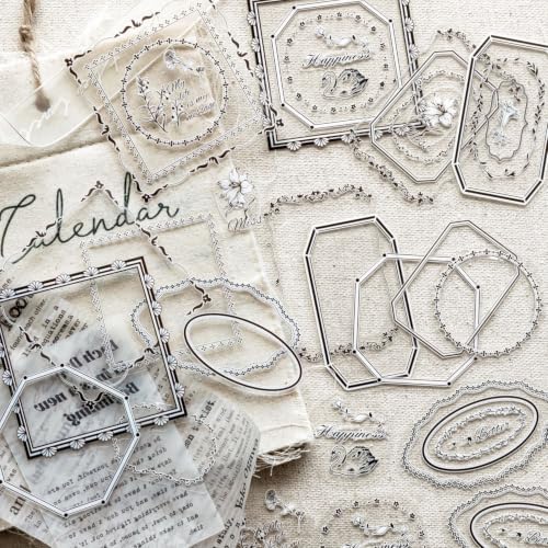 40 Pcs Vintage Floral Frame PET Stickers, 4 Packs Nested Decals