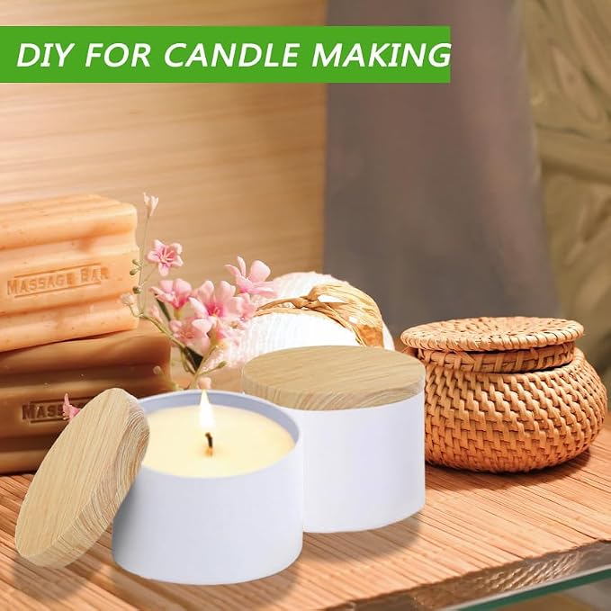 ABK 4oz White Candle Tins,24 PCS Candle Jars with Lids for Candle Making