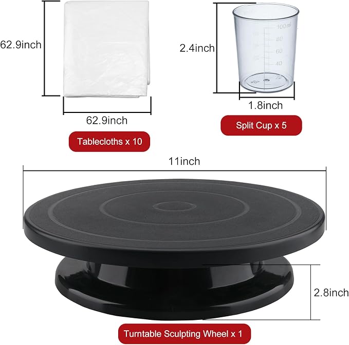 Acrylic Pour Painting Kit with 11 Inch 360° Rotating Turntable