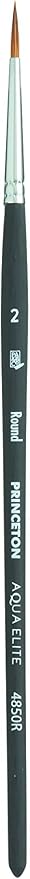 Princeton Aqua Elite Round Brush, Synthetic, Short Handle, Size 2, 1 Count
