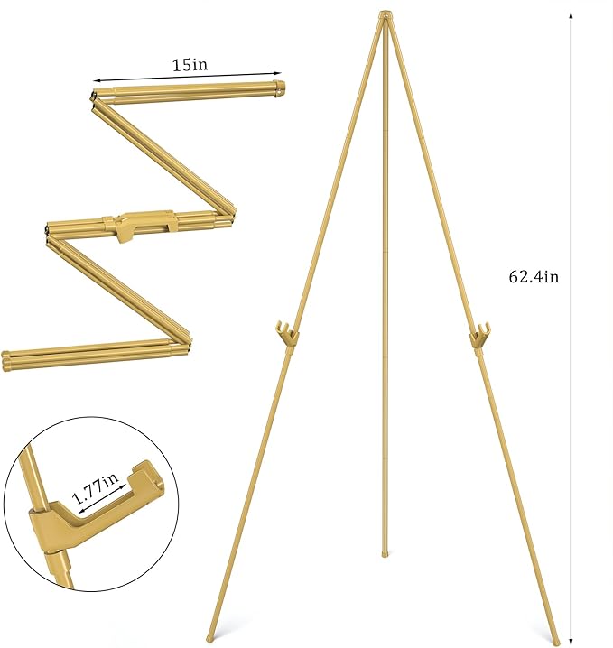 Display Easel Stand for Wedding Sign, Tripod Collapsible Portable Easel