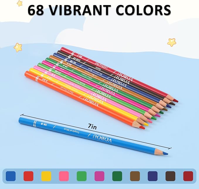 Vobou 72 Colors Artist Colored Pencils Set for Adult Coloring Books, Soft Core Coloring Pencils, Professional Numbered Drawing Pens for Layering Shading Blending, Gift Tin Box for Beginners