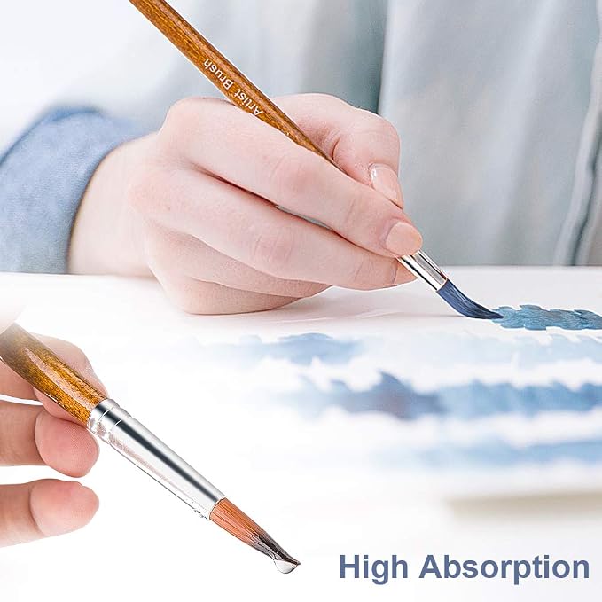Watercolor Paint Brushes FENORKEY 12Pcs Round for Watercolor, Acrylic & Gouache