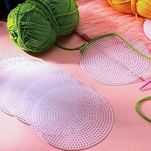 Allazone 58 PCS Mesh Plastic Canvas Sheets 5 Size Round Clear Plastic Canvas for DIY Crafts Embroidery Cross Stitch, Acrylic Yarn Crafting, Knit and Crochet Projects