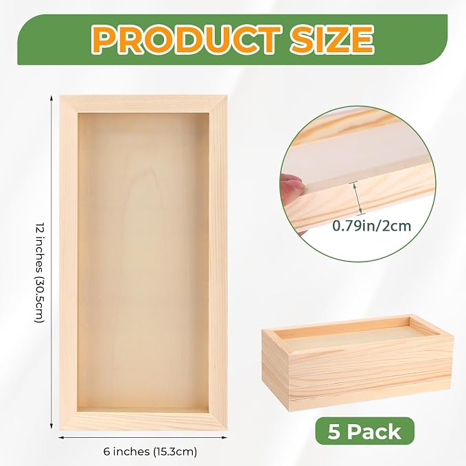 FSWCCK 5 Pack 6 x 12 inch Wood Panel Boards, Unfinished Wood Canvas Panels for Crafts, Painting Canvas, DIY Art Projects, Pouring, Arts Use with Oils, Acrylics