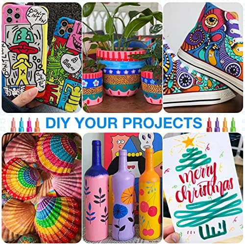JR.WHITE Acrylic Paint Pens Paint Markers Set of 24: Extra Fine Point Acrylic Markers For Rock Painting Wood Glass Fabric Ceramic For Adults Kids Art Craft