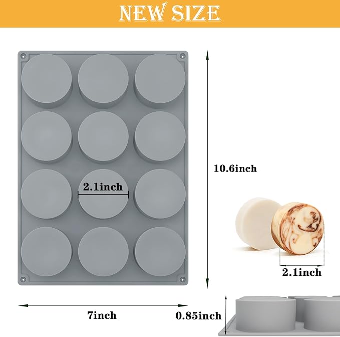Round Soap Silicone Molds 2.1 Inch Small Round Mold | 2 Piece Silicone Mold, Suitable for Handmade Soap Shower Steamer Shower Bomb Candles Chocolate Cake and DIY Crafts Making