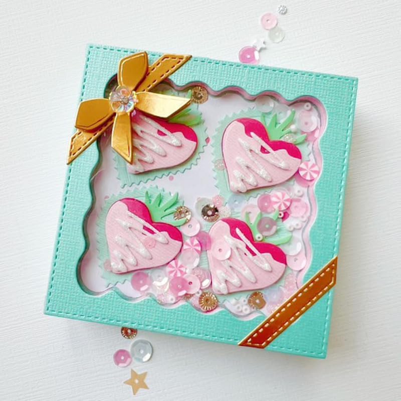 KSCRAFT 2024 November Valentine Release Metal Cutting Dies Stencils for DIY Scrapbooking Decorative Embossing DIY Paper Card (Strawberry Dessert Box)