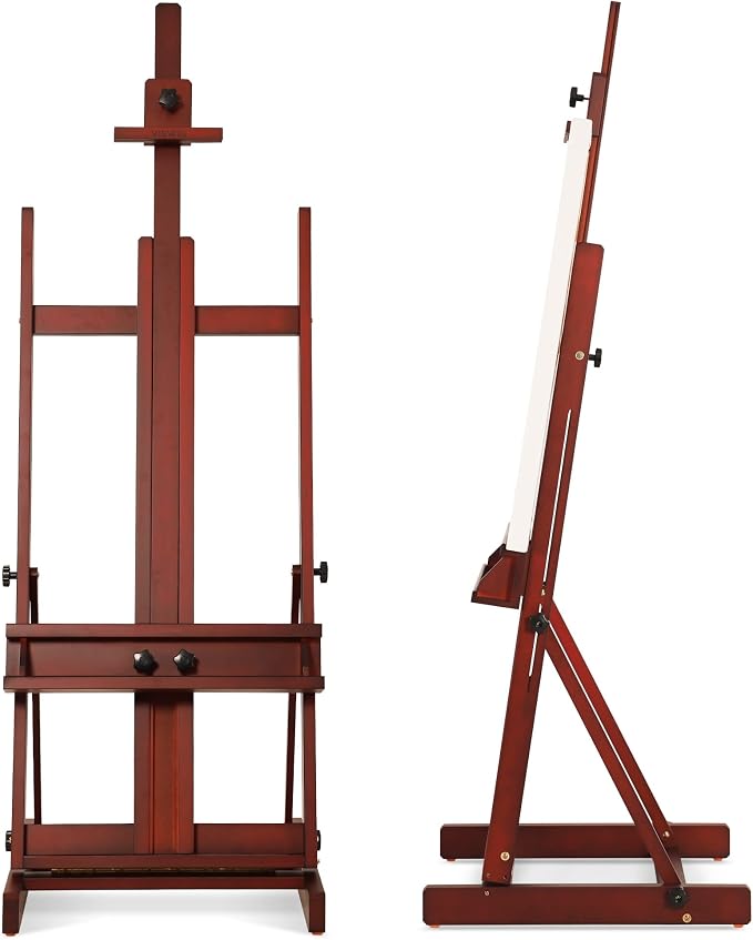VISWIN Large H-Frame Easel for Painting 53"-91" H, Adjustable Solid Beech Wood Heavy Duty Easel Stand with Storage Tray, Hold Canvas up to 78", Art Easel for Adults, Artists - Walnut