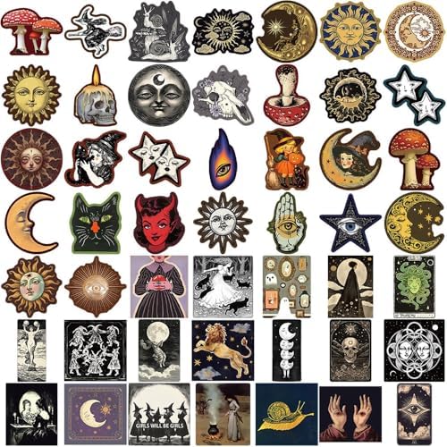 50pcs Mysterious Universe Vinyl Stickers Scrapbook, Self-Adhesive Waterproof Vinyl Sticker for Laptops, Aesthetic Decor Journal Stickers Planner Accessories for Luggage, Water Bottles