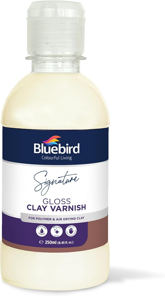 Bluebird Signature Air Dry Clay Glaze - Air Dry and Polymer Clay Varnish, Prevents Cracking and Scratches (8.5 Fl Oz)