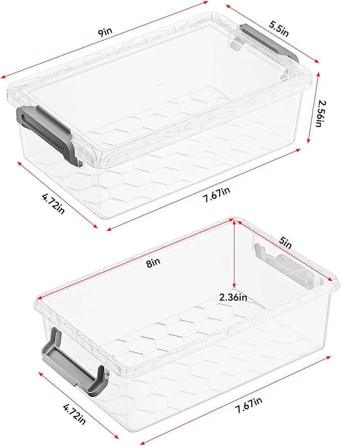 BiuLeon 4 Pack Extra Large Pencil Box, Plastic Pencil Case Organizer, Clear Crayon Box Marker Organizer, Stackable Craft Organizers and Storage for Pen, Craft, Art Supply(Green/Blue/Pink/Black)