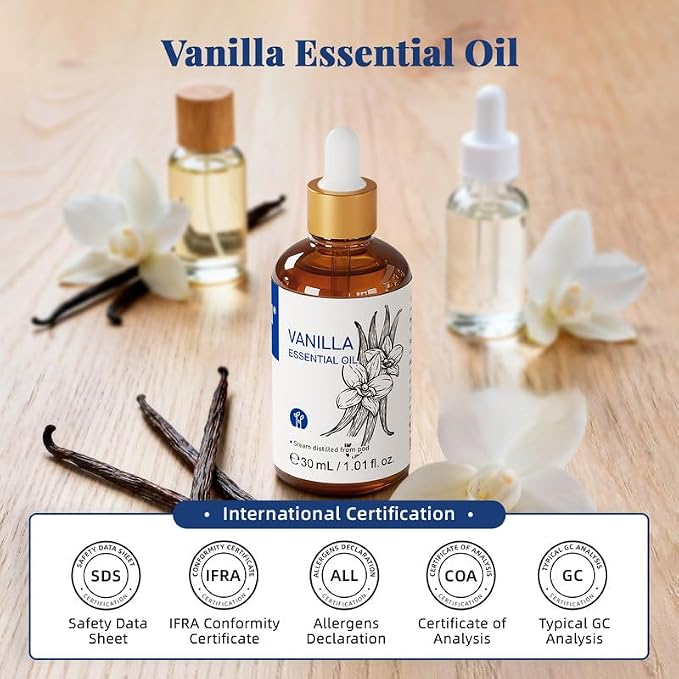 HIQILI Vanilla Essential Oil for Diffuser, Skin Care, Candle Soap Making