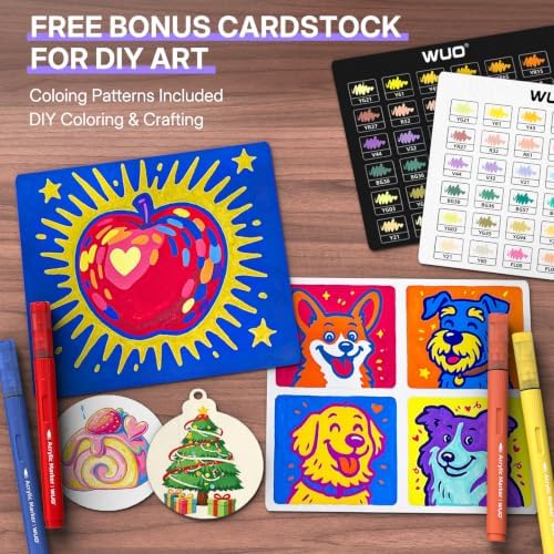 WUO 72 Colors Acrylic Paint Markers Brush Tip with Automatic Ink Control