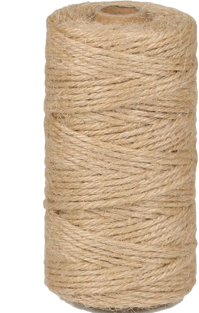 PerkHomy Jute Twine String 3mm 328Ft Natural Thin Ribbon for Craft, Gardening, Wedding Decoration & Packing (328FT * 3mm)