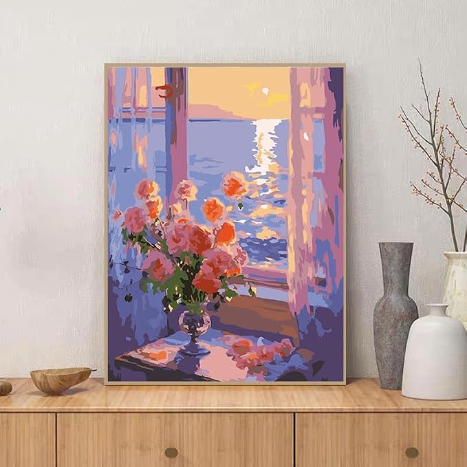 ZRIZQ Paint by Numbers Kit for Adults Beginner,Flowers Landscapes,16x20