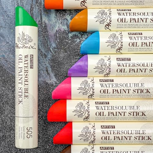 PHOENIX Professional Oil Paint Stick - Set of 24 Colors 37ml Large Soft Water Soluable Oil Pastels, Art Gift Pack Travel Set for Artists, Gift for Painters