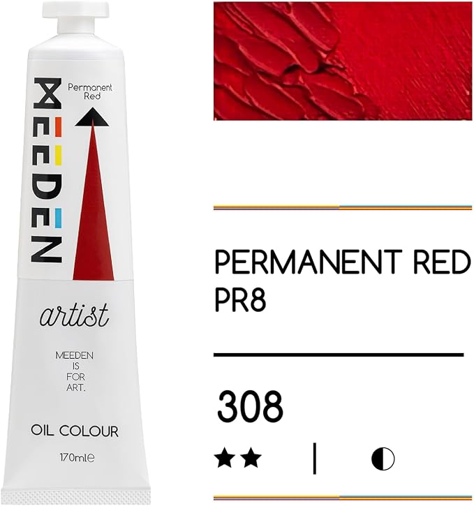 MEEDEN Artist Grade Oil Paint: Permanent Red - 170ml/5.7oz Tube | Professional Art Paints and Supplies for Canvas Painting