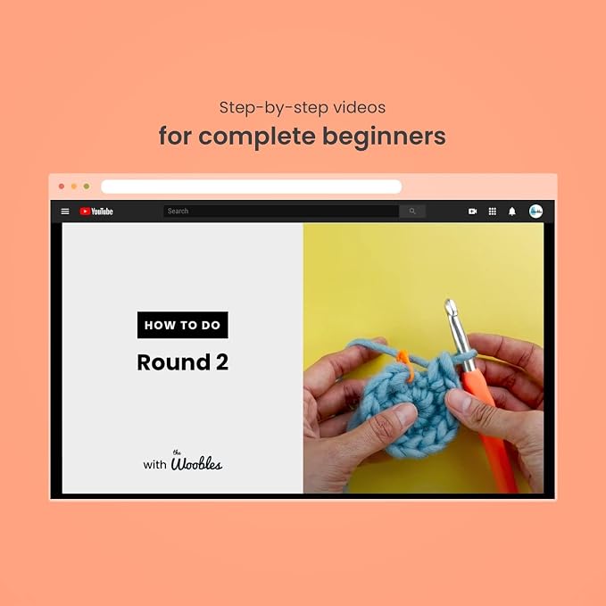 The Woobles Crochet Kit for Beginners (Kiki the Chick) | As seen on Shark Tank, Kit includes: Easy Peasy Yarn, pre-started piece, hook, safety eyes, stuffing, video tutorials