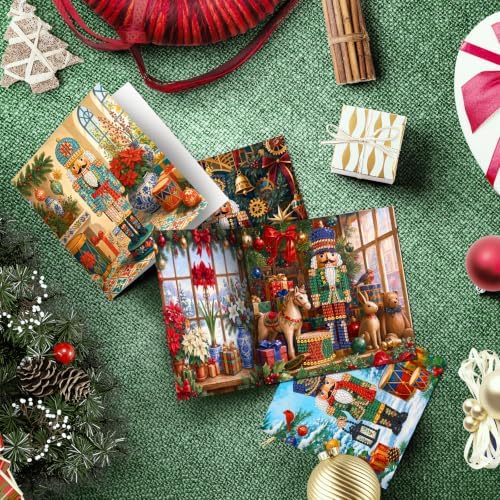 POETRYDRAW DIY Diamond Art Painting Greeting Card Kit, Creative Craft Set for Card Making，Christmas Soldier