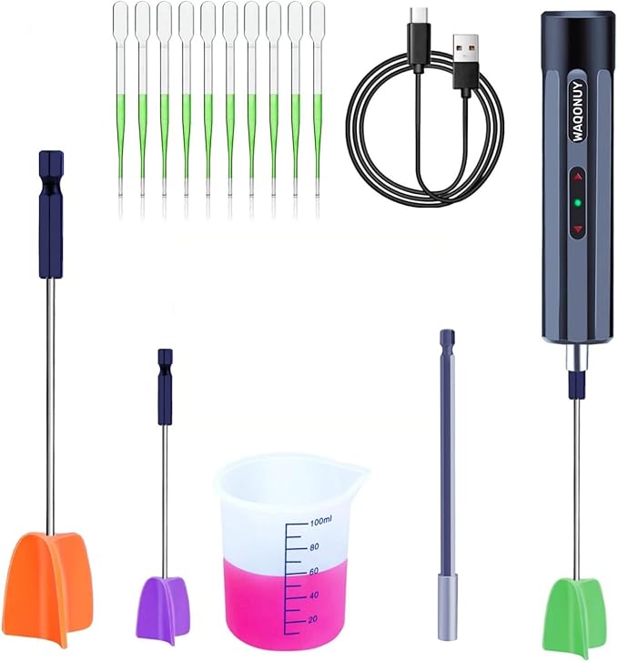Rechargeable Epoxy Resin Mixer,USB Handheld Electric Resin Mixer for Mixing Epoxy Without Bubbles, Resin Stirrer for Tumblers Epoxy, Resin Molds, Glazes and Paint (Grey) (White)
